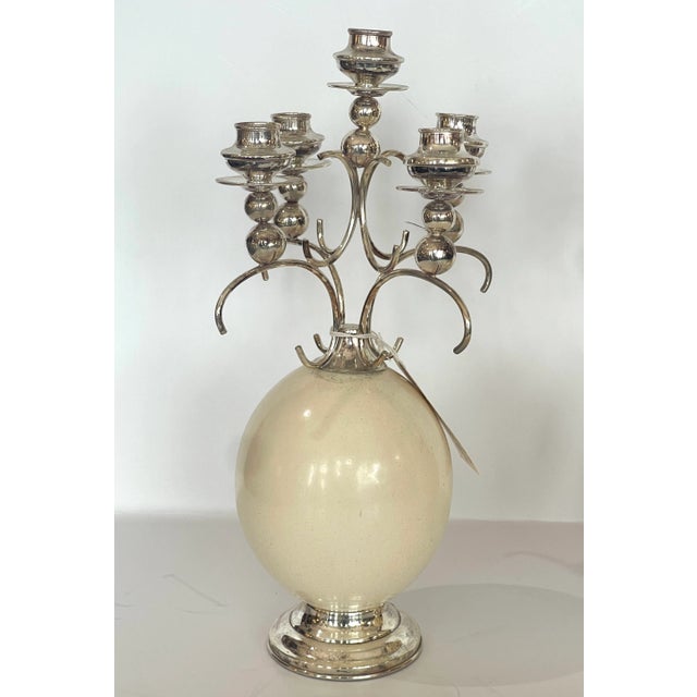 English English Silver Ostrich Eggs Candelabras, Attributed to Anthony Redmile For Sale - Image 3 of 12