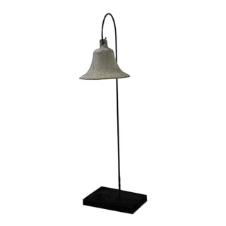 Vintage Large Bell on Custom Iron and Wood Stand For Sale