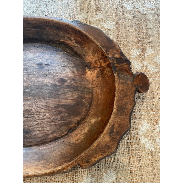 1900 - 1909 Antique Wooden Parat Dough Kneading Bowl For Sale - Image 5 of 12