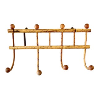 Mid 20th Century Vintage French Provincial Bamboo Hat Coat Rack For Sale