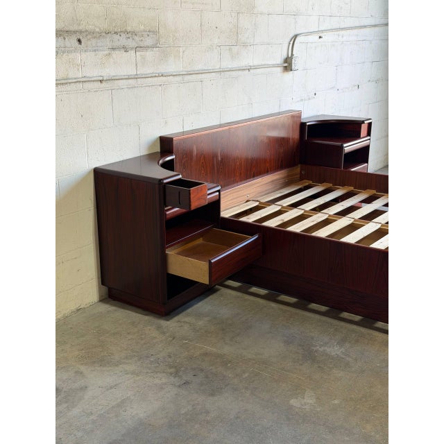 1970s Skovby Queen Platform Bed Frame With Integrated Nightstands Rosewood Denmark 1970s For Sale - Image 5 of 15