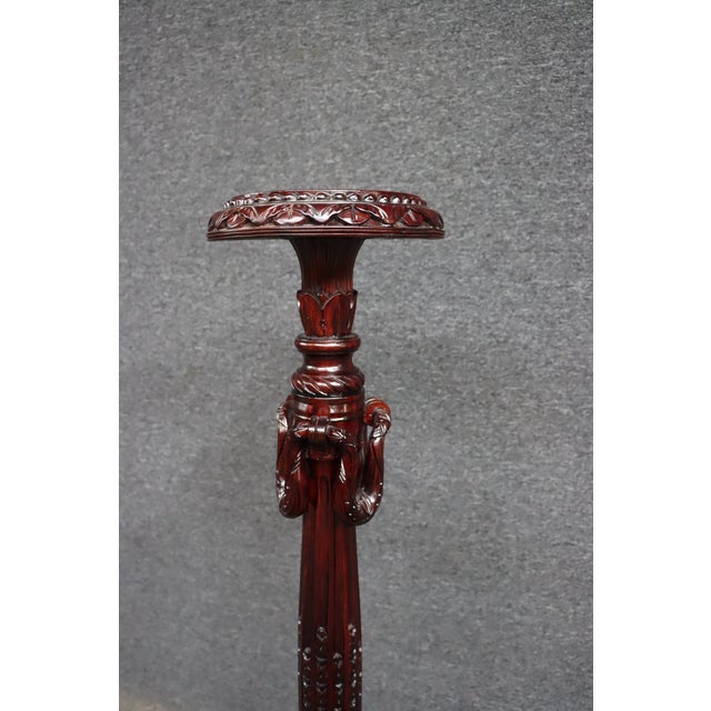 Carved Mahogany Pedestal Plant Stand / Display Stand For Sale - Image 4 of 11