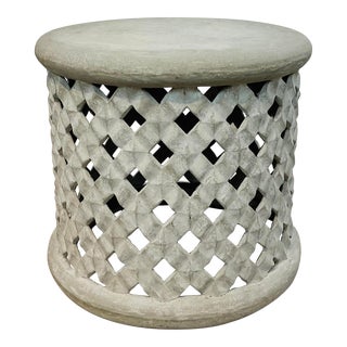 Made Goods Modern Indoor/Outdoor Light Gray Reconstituted Stone Sandra Stool For Sale