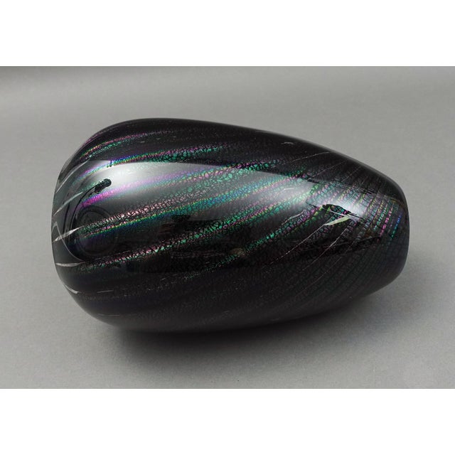 Ceramic Robert Eickolt 1988 Signed Black Dichroic Iridescent Vase For Sale - Image 7 of 9