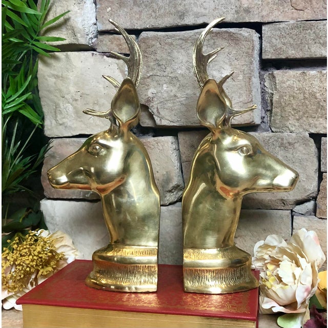 Vintage Brass Elk Decorative Crafts Inc. Deer Bookends a Pair Chairish