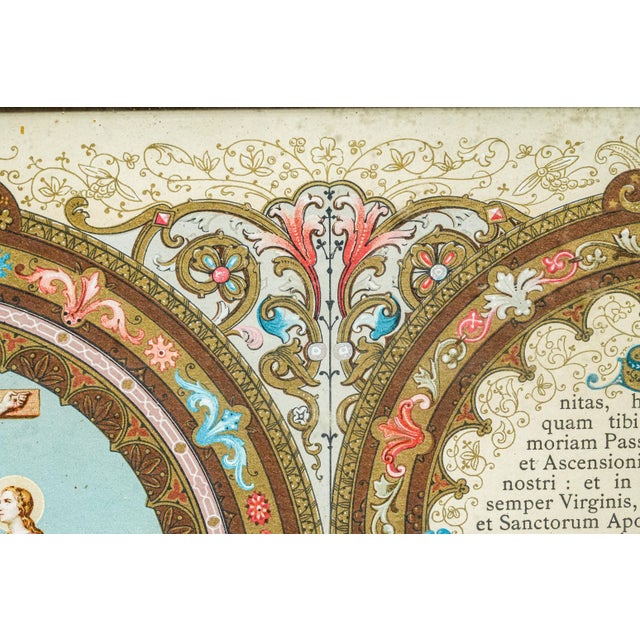 Monumental Antique French Catholic Christianity Tridentine Latin Mass Brass Framed Altar Card For Sale - Image 9 of 16
