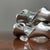 Contrasting Pinched Wave Silver Tone Hinged Bangle Set Sculptural For Sale - Image 4 of 9