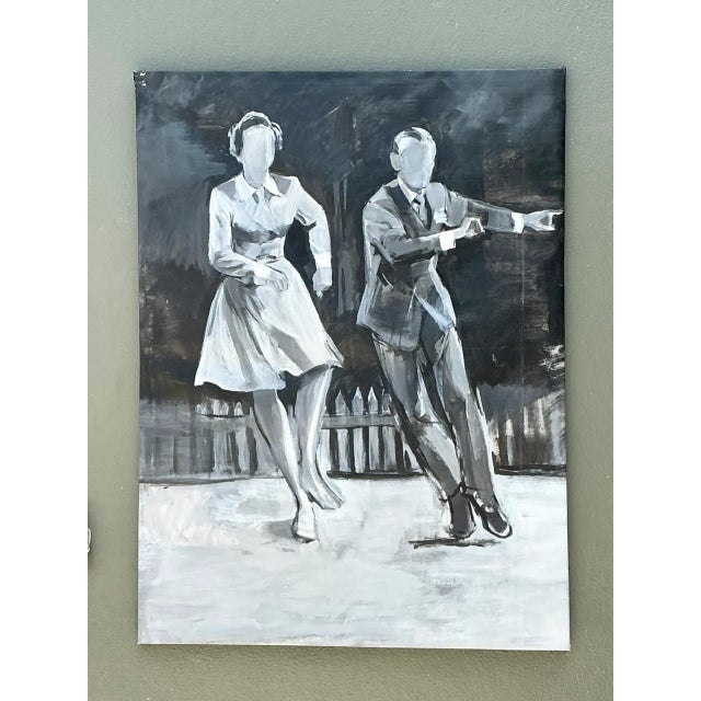 Vintage Black and White Dance Portrait on Canvas For Sale - Image 9 of 12