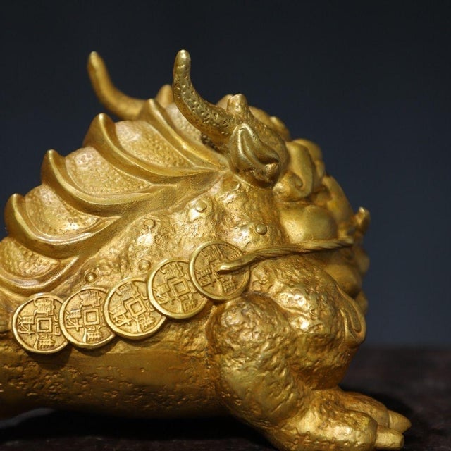 Late 20th Century Gilt Bronze Figure of a Toad (Jin Chan) For Sale - Image 4 of 9
