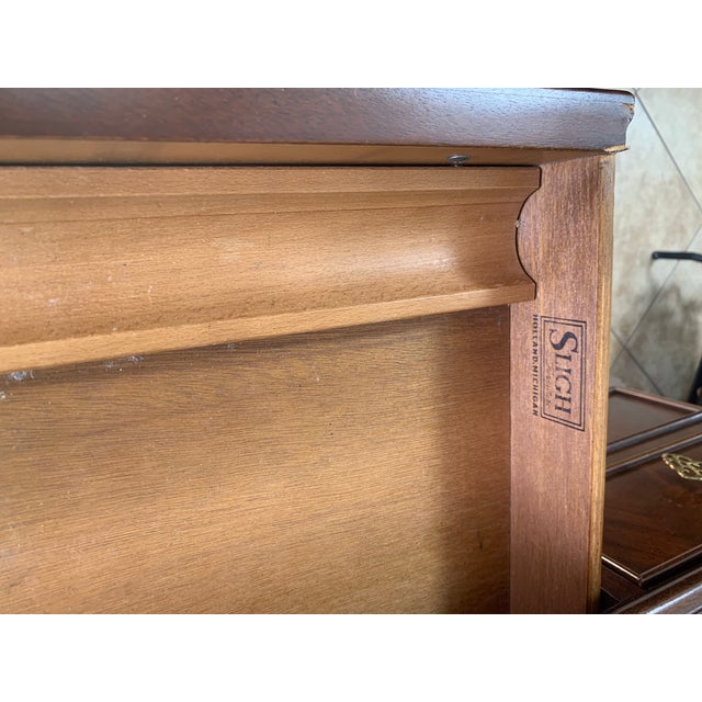 Brass Vintage Georgian Style Mahogany Leather Top Writing Desk For Sale - Image 8 of 11