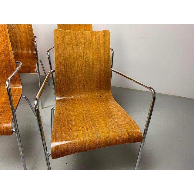 1990s Mid-Century Modern Wengé Dining Chairs attributed to Thonet, Germany, 1990s, Set of 6 For Sale - Image 5 of 18