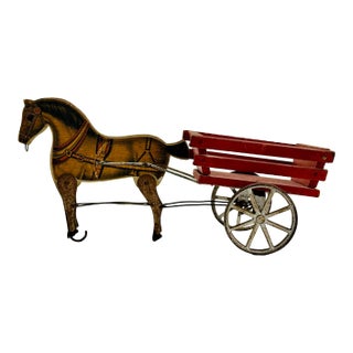Antique Folk Art 1911 Gibbs Toy Co "Pacing Joe" Pull Toy Horse For Sale