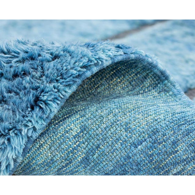 Textile Hand-Knotted Wool Rug in Deep Blue and Black by Holomua For Sale - Image 7 of 9