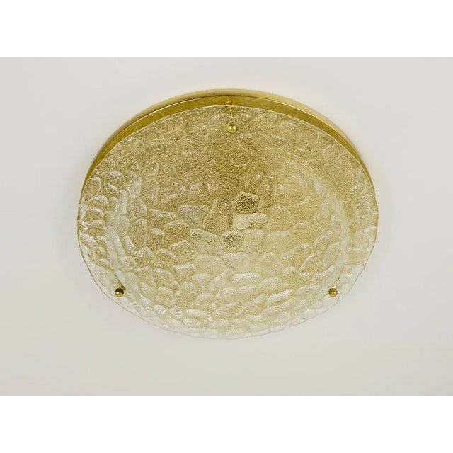 1970s Large Textured Bubble Glass and Brass Flush Mount, Germany, 1970s For Sale - Image 5 of 11