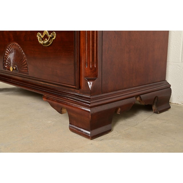 Thomasville Georgian Carved Cherry Wood Highboy Dresser, Circa 1980s For Sale - Image 11 of 15