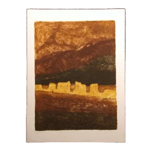 1980s Martha Slaymaker "Anasazi Cliff Dwelling Ii" Signed Numbered Collagraph Western