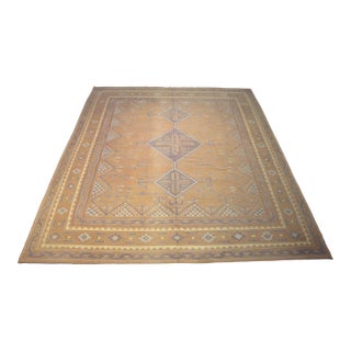 Vintage Dhurrie Rug in Brown With Mauve Geometric Patterns, From Rug & Kilim For Sale