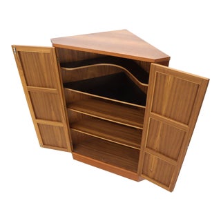 Danish Teak Corner Storage Liquor Cabinet Bar For Sale