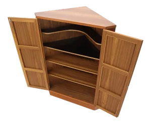 Danish Teak Corner Storage Liquor Cabinet Bar