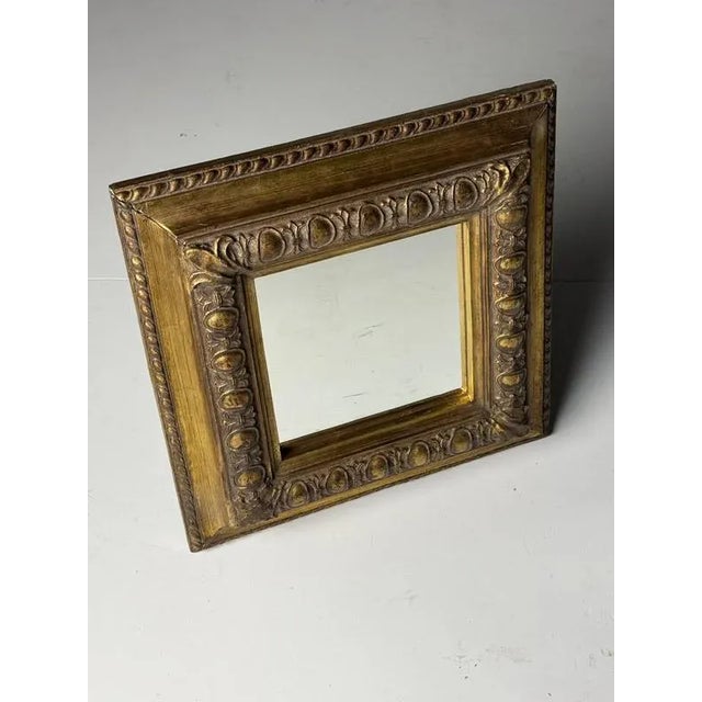 Vintage Gold-Colored Square Mirror For Sale - Image 12 of 16