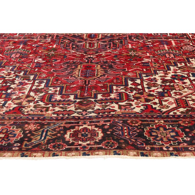 Antique Persian Heriz Rug - 11'07 X 14'01 For Sale - Image 4 of 9
