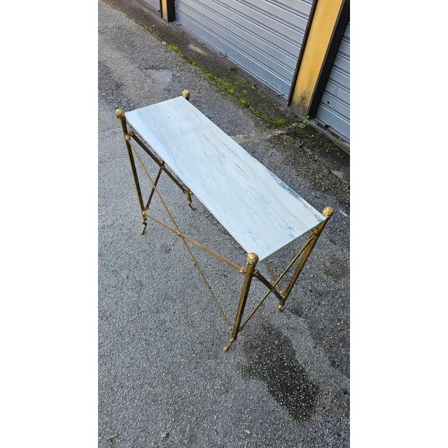 Traditional Empire Style Brass Console Table, 1970s For Sale - Image 3 of 6