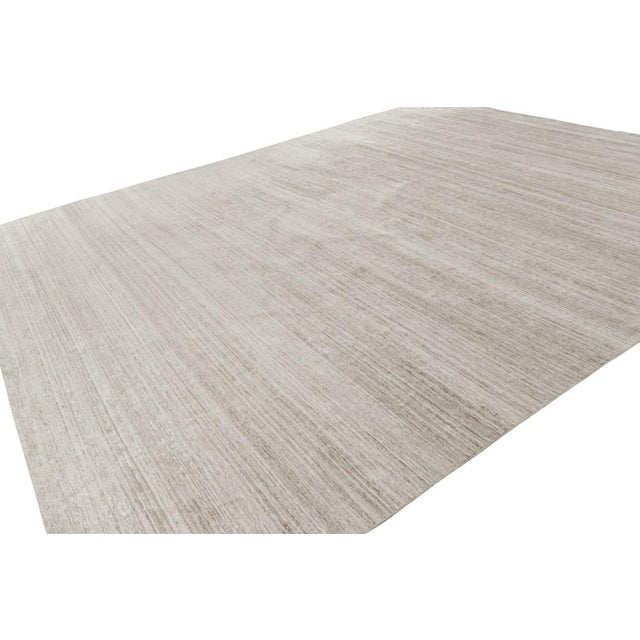 Rug & Kilim Rug & Kilim’s Oversized Textural Rug in Solid Beige and White Tones and Striae For Sale - Image 4 of 8