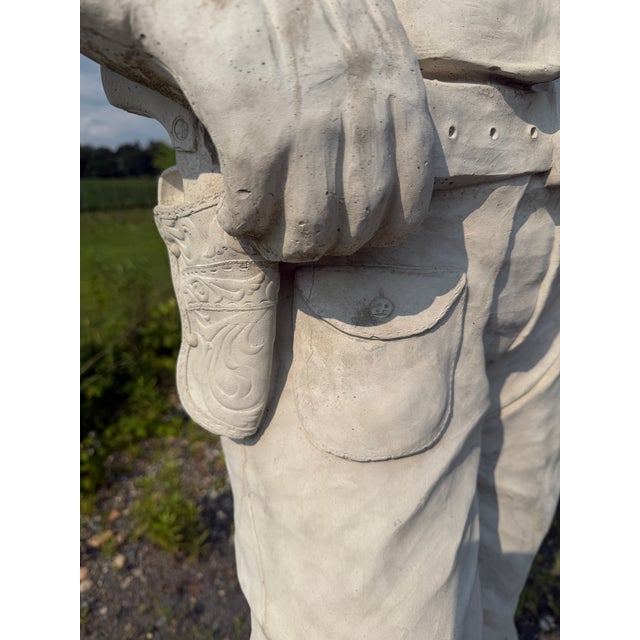 Monumental Cast Concrete Cowboy Western Gunslinger Sculpture - 80 Inches - Lifesize For Sale - Image 13 of 18