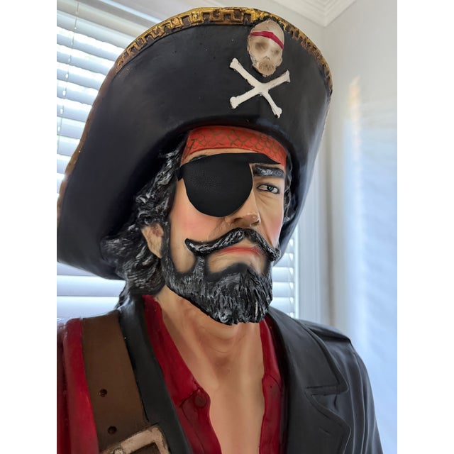 Contemporary Rare Handpainted Captain Hook Life Size Pirate Statue For Sale - Image 10 of 11