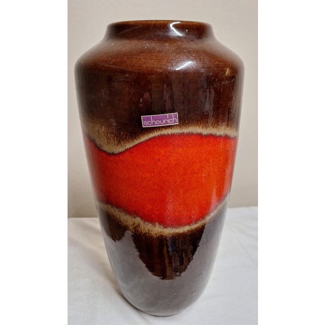 1970s Vintage German Ceramic Vase with Brown-Red Glaze from Scheurich, 1970s For Sale - Image 5 of 5