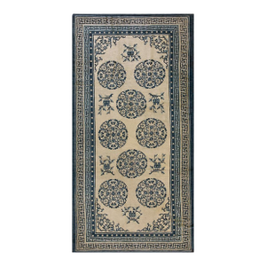 Traditional Beige Ground Color and Blue Border Antique Chinese Ningxia Rug