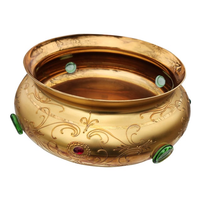 Vintage Tre Fuochi Murano Glass 24k Gold Overlay on Cobalt Blue Glass - Made in Italy For Sale