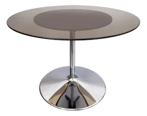 Mid-Century Round Smoked Glass Dining Table in Chrome Tulip Base by Eero Saarinen, Germany, 1975