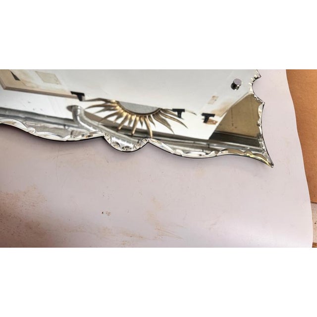 Glass Art Deco Frameless Mirror with Sculpted Edges, France, 1940s For Sale - Image 7 of 17
