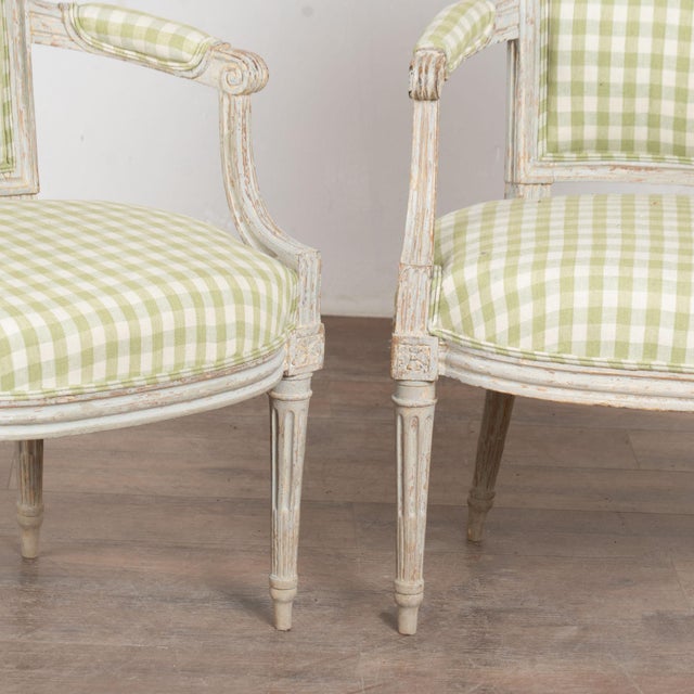 Pair Late 19th Century Swedish Gustavian Gray Painted Armchairs For Sale - Image 12 of 16