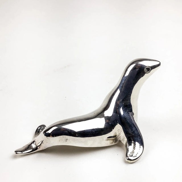 1990s Silver Plate Animalia Seal Figurine Spoon-Rest Ring Holder For Sale - Image 5 of 12