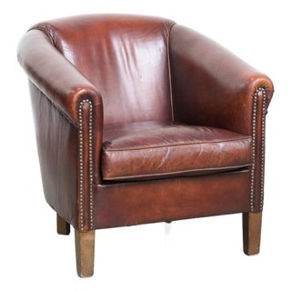 Vintage Sheepskin Club Armchair For Sale