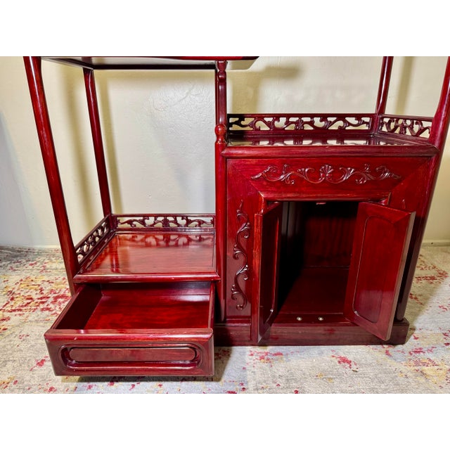 2000 - 2009 Chinese Chinoiserie Asymmetric Étagère Display Cabinet With Pagoda Top- Bogu Jia For Sale - Image 5 of 12