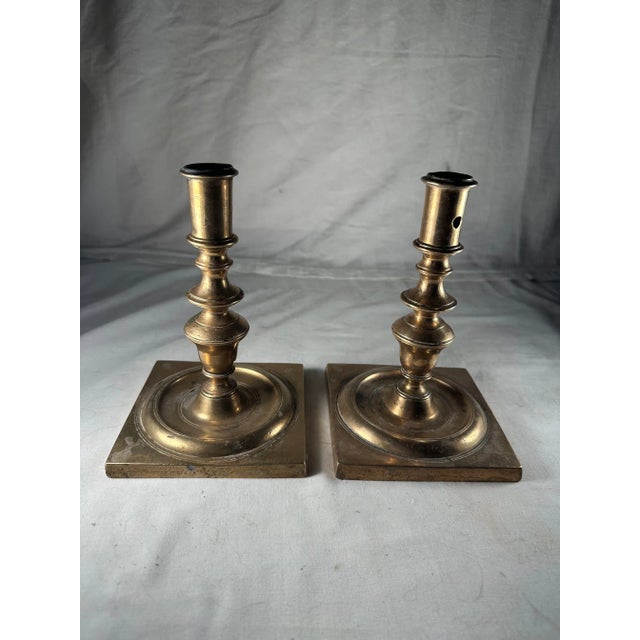 Antique 17th Century Pair of Dutch Bronze Candlesticks. For Sale - Image 11 of 12