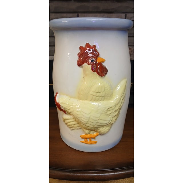 Alabaster Vintage Ceramic Chicken Design Crock / Vase For Sale - Image 8 of 9