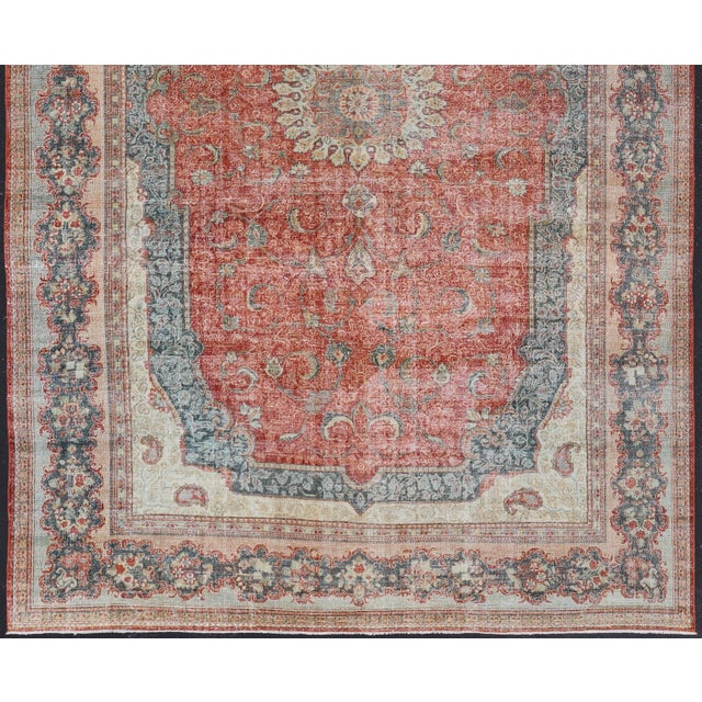 Tribal Large Antique Persian Mahal Rug With Central Medallion and Regal Design 12'4 X 20'4 For Sale - Image 3 of 17