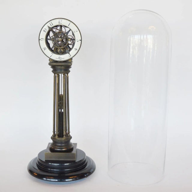 French 18th Century Skeleton Clock with Oval Glass Panel by Charles Voisin