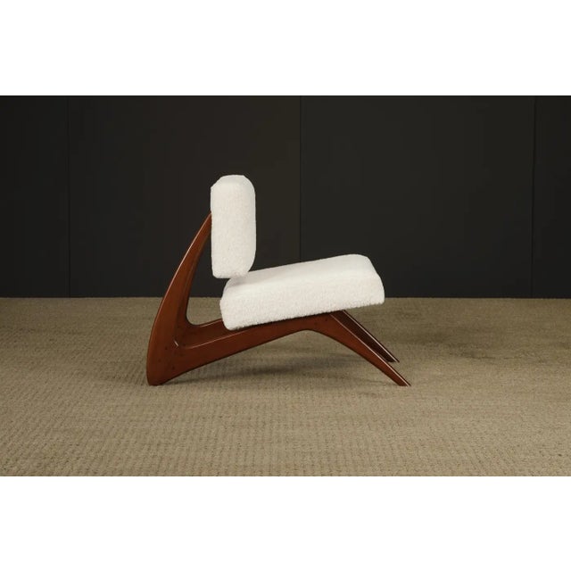 1960s Brazilian Modern Sculptural Rosewood and White Bouclé Lounge Chair, 1960s For Sale - Image 5 of 16