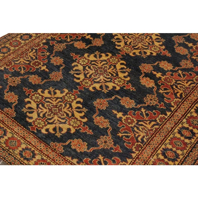 1980s 1980s Semi Vintage Tribal Super Kazak Garish Blue/Tan Wool Rug - 4'8 X 6'1 For Sale - Image 5 of 8