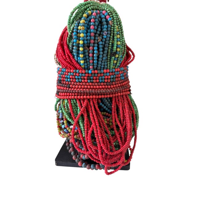 Vintage African Beaded Namji Fertility Doll Cameroon 11" H W/Stand For Sale - Image 4 of 9
