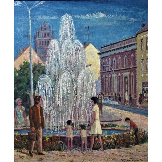 Artist: Marek Zbyslaw Maciejewski (Polish, 1946-1999) Title: City Life Year: Circa 1970 Medium: Oil on canvas Size of...