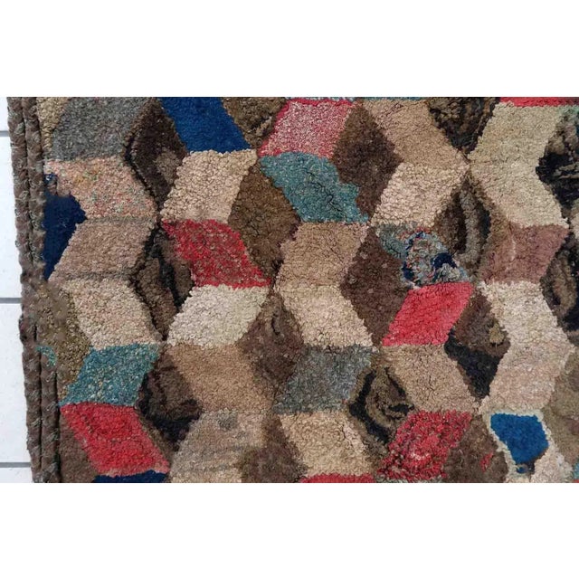 1880s Handmade Antique American Hooked Rug 3.1' X 5' For Sale In New York - Image 6 of 11