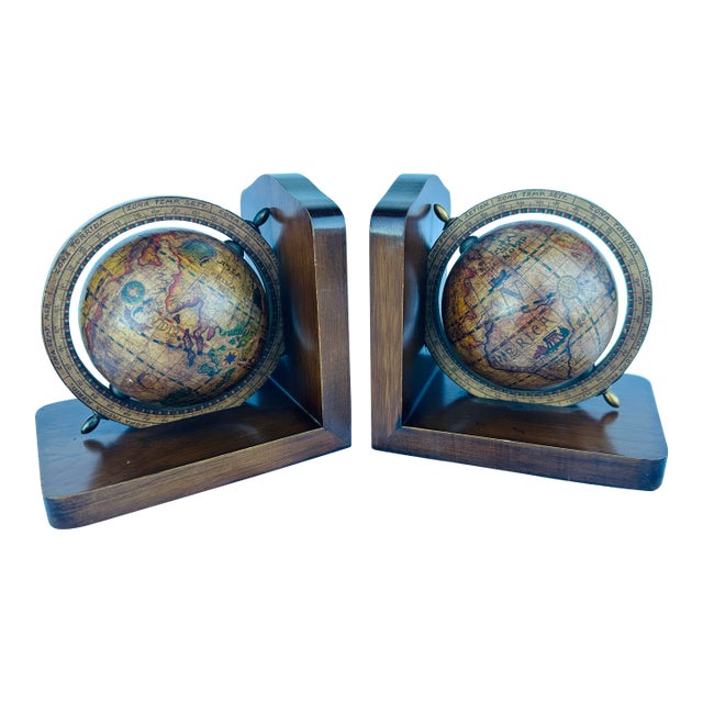Italian Old World Globe Bookends-a Pair For Sale