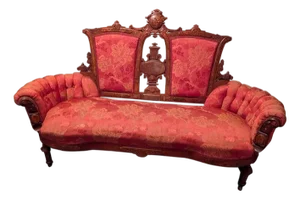 Circa 1870 Walnut Victorian Renaissance Revival Double Chair Back Sofa