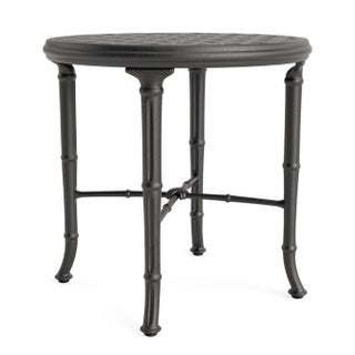 Brown Jordan Calcutta 20" Round Cast Top Occasional Table, Textured Pewter frame For Sale